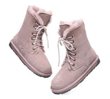 Fashion Boots - Lace Up Ankle Fashion Sheepskin Women Boots Pathfinder