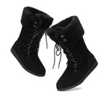 Fashion Boots - Lace Up Mid Calf Fashion Sheepskin Women Boots Becky