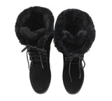 Fashion Boots - Lace Up Mid Calf Fashion Sheepskin Women Boots Becky