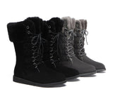 Fashion Boots - Lace Up Mid Calf Fashion Sheepskin Women Boots Becky