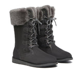 Fashion Boots - Lace Up Mid Calf Fashion Sheepskin Women Boots Becky