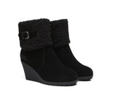 Fashion Boots - Zipper Sheepskin Shearling Wedge Fashion Boots Women Joanna