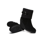 Fashion Boots - Zipper Sheepskin Shearling Wedge Fashion Boots Women Joanna