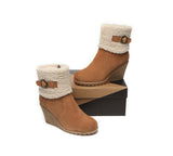 Fashion Boots - Zipper Sheepskin Shearling Wedge Fashion Boots Women Joanna