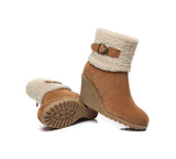 Fashion Boots - Zipper Sheepskin Shearling Wedge Fashion Boots Women Joanna