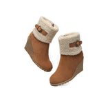 Fashion Boots - Zipper Sheepskin Shearling Wedge Fashion Boots Women Joanna