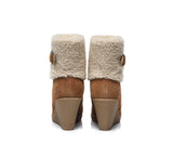 Fashion Boots - Zipper Sheepskin Shearling Wedge Fashion Boots Women Joanna