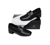 Fashion - Leather Low Block Heels Women Mia