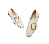 Flats - AS UGG Sally Square Buckle Loafers Opera Flats Almond Toe