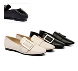 Flats - AS UGG Sally Square Buckle Loafers Opera Flats Almond Toe