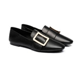 Flats - AS UGG Sally Square Buckle Loafers Opera Flats Almond Toe