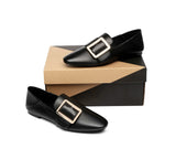 Flats - AS UGG Sally Square Buckle Loafers Opera Flats Almond Toe