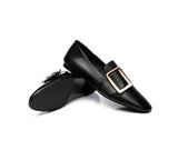 Flats - AS UGG Sally Square Buckle Loafers Opera Flats Almond Toe