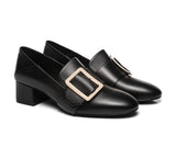 Heels - Leather Low Block Heels Sammi