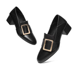 Heels - Leather Low Block Heels Sammi