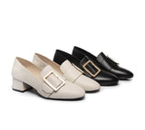 Heels - Leather Low Block Heels Sammi