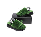 Sandals - Sheepskin Wool Slingback Fluffy Slides Women Miss Ever