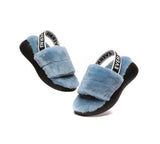 Sandals - Sheepskin Wool Slingback Fluffy Slides Women Miss Ever