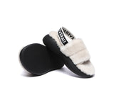 Sandals - Sheepskin Wool Slingback Fluffy Slides Women Miss Ever