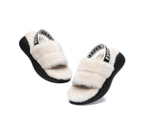 Sandals - Sheepskin Wool Slingback Fluffy Slides Women Miss Ever