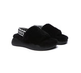 Sandals - Sheepskin Wool Slingback Fluffy Slides Women Miss Ever