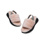 Sandals - Sheepskin Wool Slingback Fluffy Slides Women Miss Ever