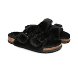 Slides - AS UGG Women Fluffy Flat Sandal Slide Myla