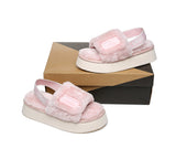 Slides - AS UGG Women High Platform Fluffy Slides Poppin