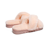 Slides - Leanna Women Fluffy Crossover Slides