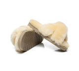 Slides - Leanna Women Fluffy Crossover Slides