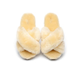 Slides - Leanna Women Fluffy Crossover Slides