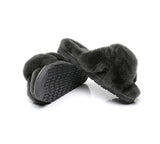 Slides - Leanna Women Fluffy Crossover Slides