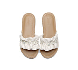 Slides - Leather Flat Slides Ultra Soft With Pearls Women Linita