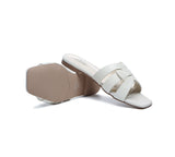 Slides - Leather Woven Flat Slides Women Jennifer