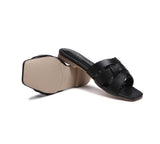 Slides - Leather Woven Flat Slides Women Jennifer