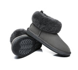 UGG Slippers - TA Emmy Women Sheepskin Slippers Fluffy Collar