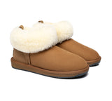 UGG Slippers - TA Emmy Women Sheepskin Slippers Fluffy Collar