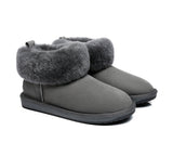 UGG Slippers - TA Emmy Women Sheepskin Slippers Fluffy Collar